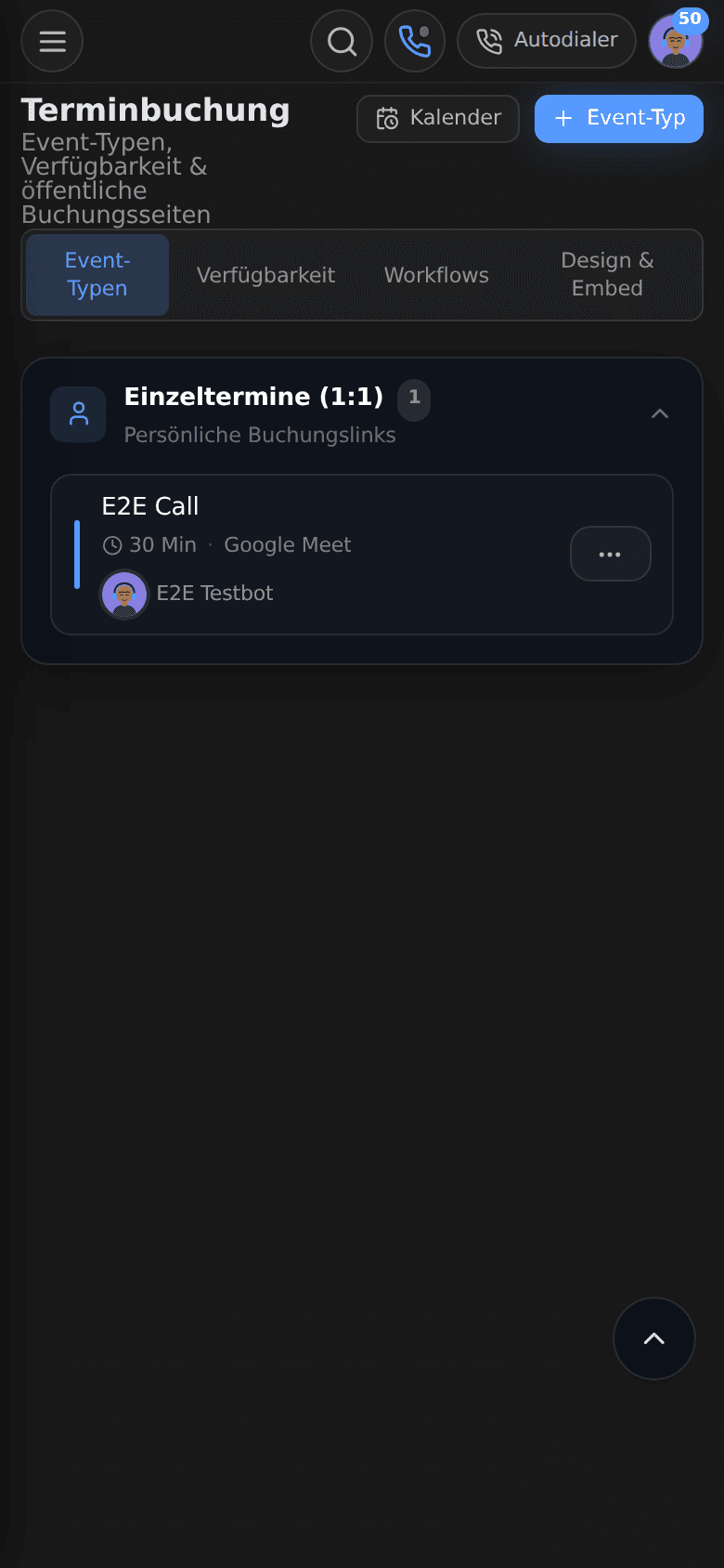 AM CRM App: Terminbuchung