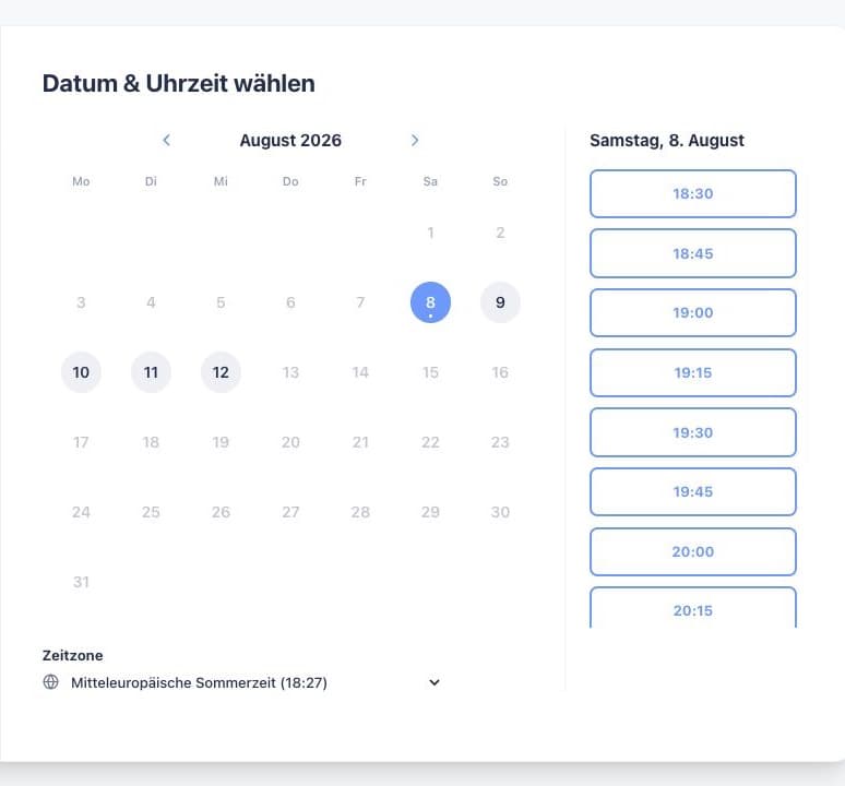 Echte AM CRM Ansicht: Terminbuchung
